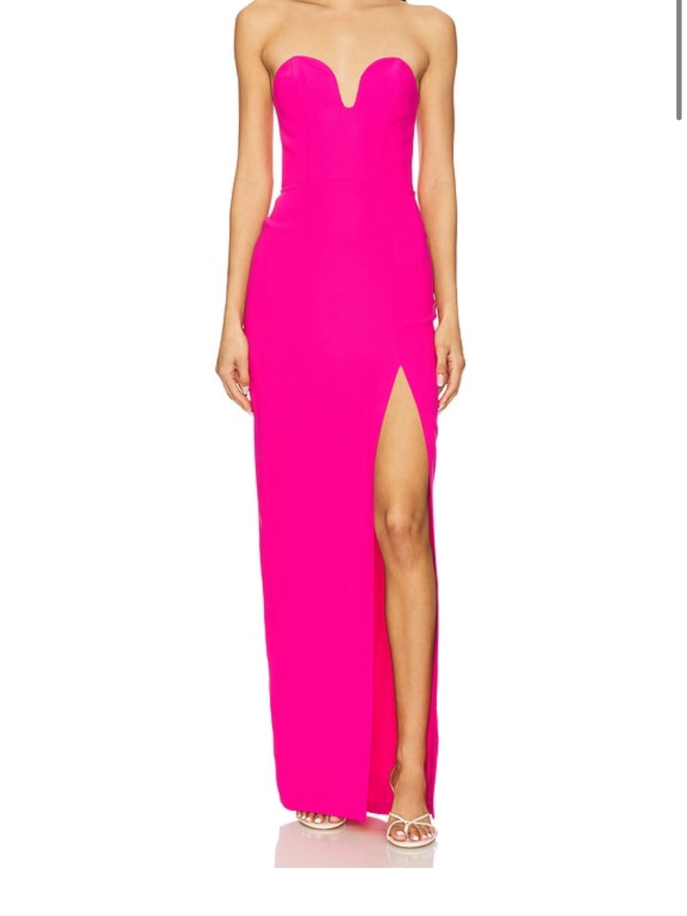 Amanda Uprichard Strapless Hot Pink Sweetheart Gown with Thigh Slit